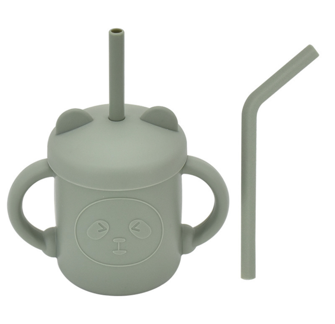 SILICONE STRAW CUP WITH HANDLE