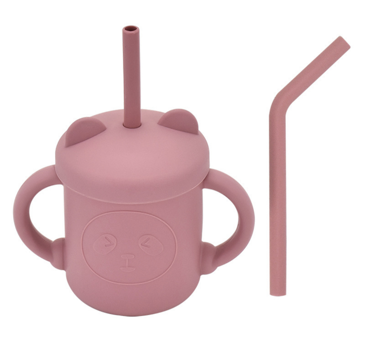 SILICONE STRAW CUP WITH HANDLE