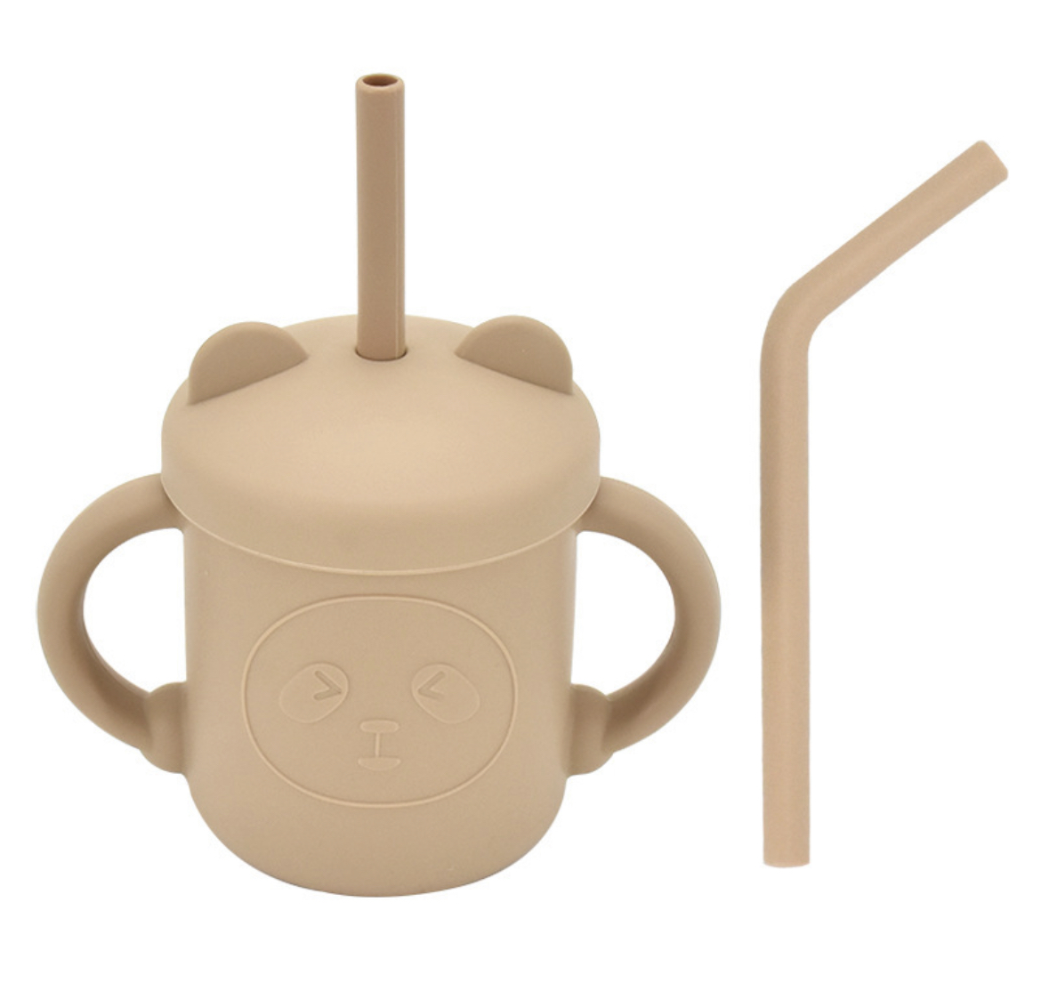 SILICONE STRAW CUP WITH HANDLE